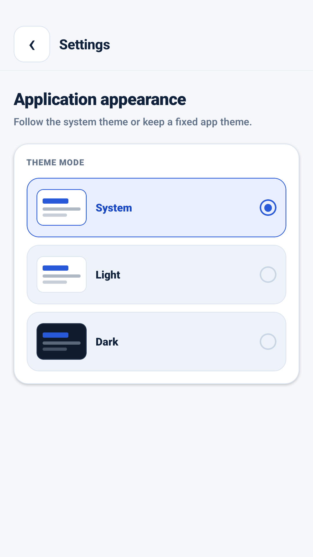 AppMetrica Viewer motīvu iestatījumi